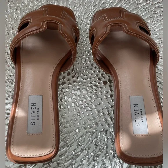 STEVEN NEW YORK BROWN SLIDE SANDAL SIZE 7.5 - Picture 4 of 7